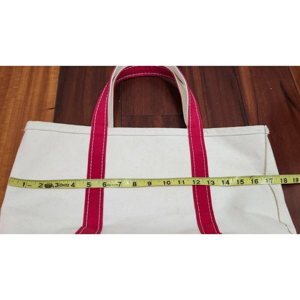 Vintage L.L.Bean Boat And Tote Canvas Bag Medium Red Trim Made In USA Classic - Picture 10 of 13